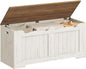 43.3" Storage Chest, Extra Large Storage Bench Trunk with 2 Safety Hinges, Wooden Box, Lift-Top Chest Organizer, Shoe Bench for Entryway, Bedroom, Living Room, White and Brown SB25514X