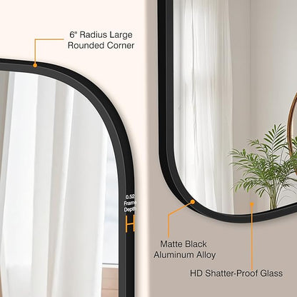 Bathroom Mirrors for Over Sink, 24x36 Black Vanity Mirror for Bathroom Sink, HD Shatterproof Squircle Wall Mirror for Bathroom Washroom Lavatory Restroom Metal Frame