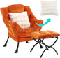 Lazy Chair with Ottoman, Comfy Reading Chair with Footstool & Throw Pillow Modern Lounge Accent Chair with Armrests & Side Pocket for Living Room, Bedroom, Dorm Room, Office