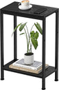 Narrow Side Table for Small Space, 2-Tier Small End Table with Shelf Holder in Living Room, Bedroom, Study, Kitchen and Balcony (Black)