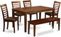 East West Furniture CAML6C-MAH-LC 6 Piece Dining Table Set Contains a Rectangle Dining Room Table and 4 Faux Leather Upholstered Chairs with a Bench, 36x60 Inch, Mahogany