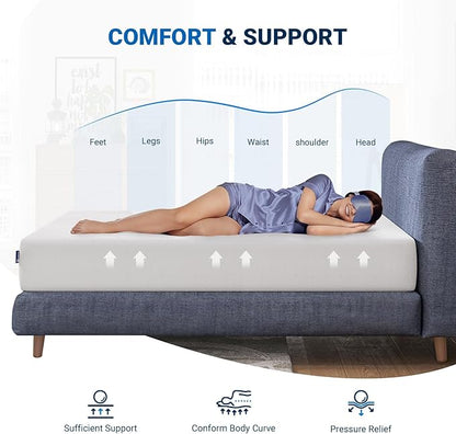 Avenco King Mattress, 10 Inch Bamboo Charcoal King Size Memory Foam Mattress in a Box for Pain Relief & Cooling Sleep, CertiPUR-US Certified King Bed Mattress, White