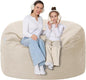4FT Bean Bag Chair with Ultra Soft Velvet Cover Bean Bag Sofa with Memory Foam Bean Bag Chairs with Large Size Lazy Sofa for Dorm Office Living Room Bedroom Beige 4'
