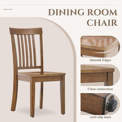 COLAMY Wooden Dining Room Chairs Set of 6, Spindle High Back Windsor Kitchen Side Chair, Farmhouse Dining Chairs for Kitchen, Dining Room, Light Brown
