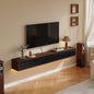 Floating TV Stand Matte Finish, 55'' Wall-Mounted TV Cabinet,Floating TV Console,Under TV Shelf with 3 Doors for Living Room Bedroom(Walnut+Black)