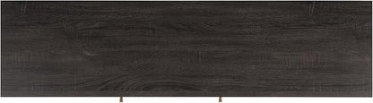SAFAVIEH Claude TV Stand for up to 65" Flatscreen – Distressed Black, 2 Sliding Doors with Interior Storage, 2 Open Shelves, Entertainment Media Console (MED9610E)