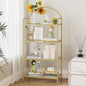 Bookcase Bookshelf, Tempered Glass Bookshelves, Slim Shelving Unit for Bedroom, Bathroom, Home Office, Steel Frame, 4 Tier Gold BC21499G