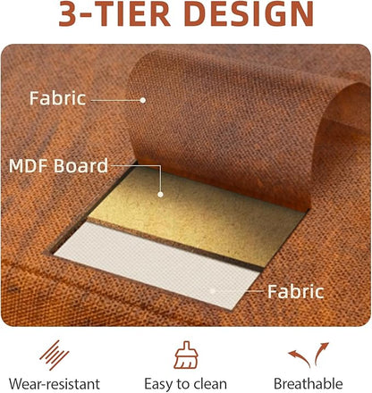 Nightstand with 4 Fabric Bins, Bedside Furniture, Night Stand, End Table Nightstand Storage Tower Unit Organizer with 4 Fabric Bins for Living Room (Rust Brown)