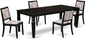 East West Furniture LGX25-BLK-30 -5 Piece Dining Set Includes a Rectangular Kitchen Table with Black Tabletop and 4 Stackable Polyester Fabric Chairs, Black