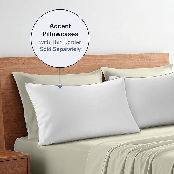 Kickoff Viscose Bamboo Sheets Queen Size 4-pc 100% Organic Bamboo Viscose Bed Cooling Sheets Queen Size Set Cool Bedding for hot Sleepers Sheet, Flat, Fitted, Pillowcases (Soft Sage, Q)