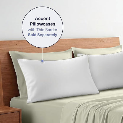 Kickoff Viscose Bamboo Sheets Queen Size 4-pc 100% Organic Bamboo Viscose Bed Cooling Sheets Queen Size Set Cool Bedding for hot Sleepers Sheet, Flat, Fitted, Pillowcases (Soft Sage, Q)