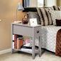 Gery Chairside Narrow End Table, Solid Recliner Side Table with Drawer, Slim Nightstand Bedside Table for Living Room Bedroom