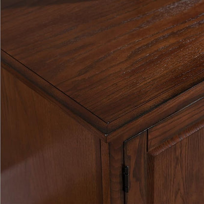 Leick Home 80360 Leaded Glass TV Stand For 65" TV's, Burnished Oak