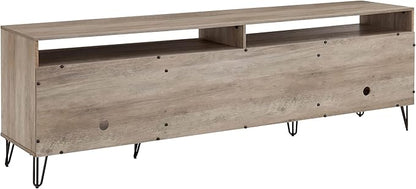 Manhattan Comfort Dumbo Mid Century Modern TV Stand for Televisions up to 80 Inches, Home Entertainment Center with Storage, 6 Shelves, 2 Drawers, No Tool Assembly, 85" Wide, Golden Brown