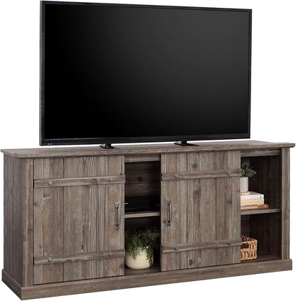 Sauder Entertainment Credenza, Pebble Pine Finish