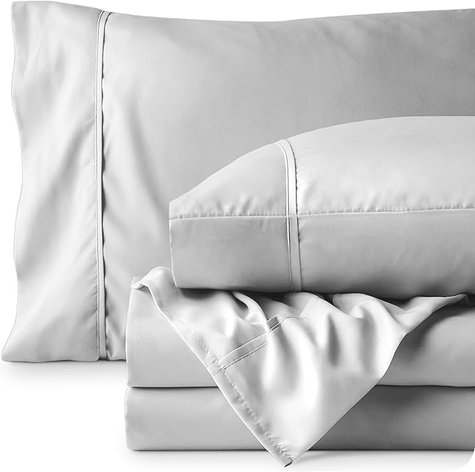 Bare Home Twin XL Sheet Set - College Dorm Size - Luxury 1800 Ultra-Soft Microfiber Twin Extra Long Bed Sheets - Deep Pockets - Easy Fit - Extra Soft - 3 Piece Set - Bed Sheets (Twin XL, Cloud Grey)