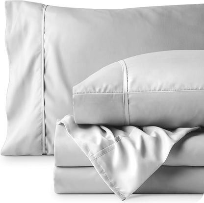 Bare Home Twin XL Sheet Set - College Dorm Size - Luxury 1800 Ultra-Soft Microfiber Twin Extra Long Bed Sheets - Deep Pockets - Easy Fit - Extra Soft - 3 Piece Set - Bed Sheets (Twin XL, Cloud Grey)