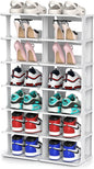 ZOINLIY Stackable Shoe Organizer for Closet, Small Shoe Rack for Entryway, Bedroom, Dorm Rooms, Free Standing Shoe Shelf, Plastic Shoe Cubby for Small Space, Grey Space Saver Shoe Holder