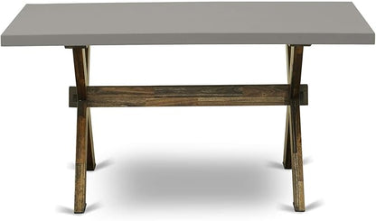 East West Furniture X797FL716-7 7 Piece Dining Table Set Consist of a Rectangle Kitchen Table with X-Legs and 6 Dark Khaki Linen Fabric Upholstered Chairs, 40x72 Inch, Multi-Color