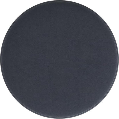 HomePop Upholstered Round Ottoman (No Lid, Seat Only) Home Décor | Round Pouf Foot Rest – Steel Blue Velvet