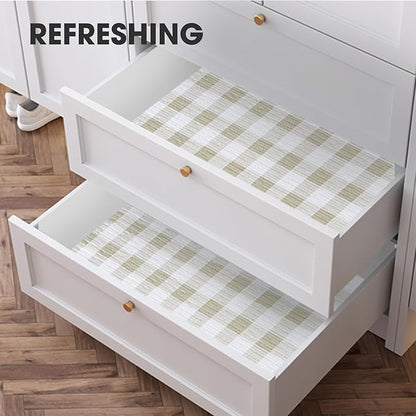 Beautysaid Shelf and Drawer Liner for Kitchen Cabinet, Non Adhesive Non Slip Shelf Paper Waterproof Washable Thickened for Dresser Pantry Shelve Bathroom Protector Liner(Checkered,18 in x 10 FT)