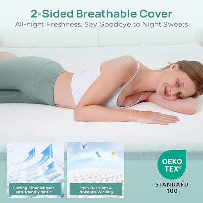 3 Inch Firm Mattress Topper King Size, Memory Foam Bed Topper with Soft & Firm Options for Back Pain Relief, Mattress Topper with 2-Sided Cover, Ergonomic 5-Zone Design, CertiPUR Certified