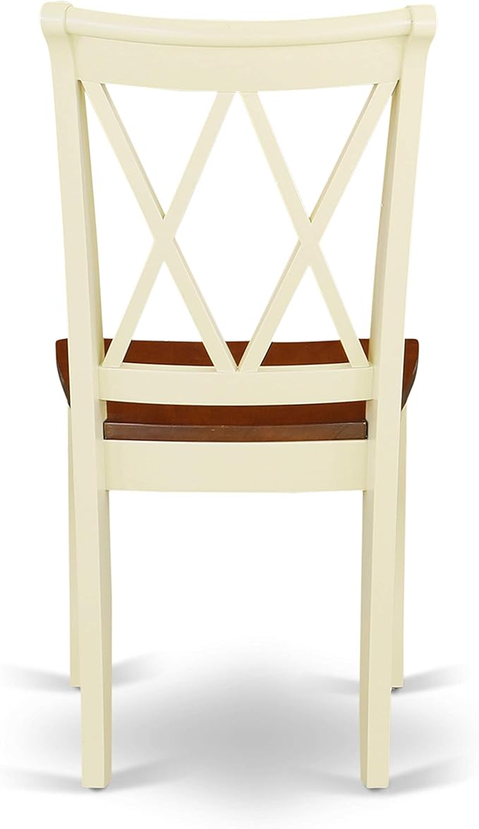 East West Furniture DOCL7-BMK-W 7 Piece Dining Room Furniture Set Consist of a Rectangle Wooden Table with Butterfly Leaf and 6 Kitchen Dining Chairs, 42x78 Inch, Buttermilk & Cherry