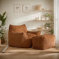 Giant Bean Bag Chairs for Adults, Oversized Chaise Lounge Chair Indoor with Memory Foam - Plush Boneless Lounger & Ottoman for Bedroom, Living Room, Gaming & Reading, Lazy Floor Sofa Chair, Orange