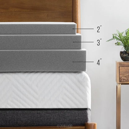 Lucid 2 Inch Ventilated Bamboo Charcoal Memory Foam Mattress Topper, CertiPUR-US Certified, Moisture and Odor Control-Twin