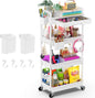 Goovilla 4 Tier Rolling Utility Cart Organizer with Removable Drawer, Stable and Sturdy White Rolling Storage Carts with 2 Lockable Wheels for Bathroom, Kitchen, Snack, Craft, Makeup, Baby Essentials
