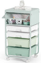 Utility-Rolling-Storage-Drawer-Craft-Cart-Organizers with 4 Drawers & Dust-proof Door for Kid Craft Art Room,Bedroom,Home Office, 4 Tiers Drawer cart, Green