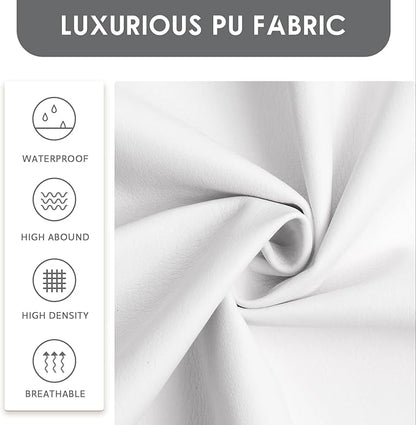 Furniliving Modern PU Leather Benches, Upholstered Tufted Leather Bedroom Ottoman 44" Ottoman Bench with X-Shaped Metal Legs for Makeup Room, Solid Bed Bench for Foyer, IvoryWhite
