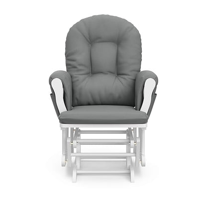 Storkcraft Premium Hoop Glider & Ottoman (White/Gray) — GREENGUARD Gold Certified Nursery Glider, Solid Wood Craftsmanship, Smooth-Gliding Nursery Chair and Ottoman, Award-Winning