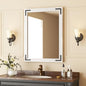 VocalStar White Wood Framed Mirror 24 x 32 Inch, Rustic Natural White Wooden Rectangle Bathroom Vanity Wall Mirror for Farmhouse Boho Decor, 1/4-inch Shatterproof Glass | Waterproof