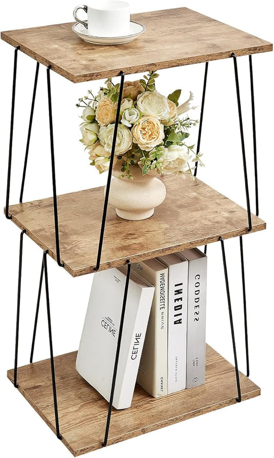Tall Side Table, Small End Table, 29 inch High Entryway Table, Bedside Table for Living Room, Bedroom and Office, Greige & Black