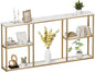 WOHOMO Gold Console Table,3-Tier Small Entryway Table for Hallway, Narrow Sofa Table Behind Couch for Living Room,Entrance(63 inch)