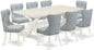 East West Furniture X027SI215-9 9 Piece Dining Table Set Includes a Rectangle Dining Room Table with X-Legs and 8 Baby Blue Linen Fabric Upholstered Chairs, 40x72 Inch, Multi-Color