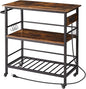 IBUYKE Kitchen Island with 3 Shelves, Island Table for Kitchen with Power Outlet,Kitchen Cart with Large Worktop,Rolling Bar Cart for Home, Outdoor, Kitchen TMJ024H