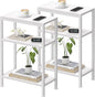Narrow Side Table for Small Space Set of 2, 3-Tier Small End Table with Shelf Holder, Slim Nightstand, Skinny Snack Couch Table in Living Room, Bedroom, Study, Kitchen and Balcony（White