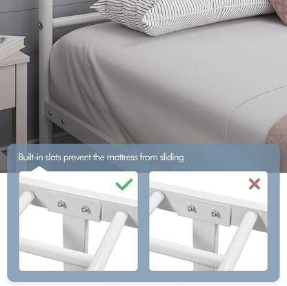 Yaheetech Metal Full Size Bed Frame, Platform Bed Frame, Mattress Foundation with Curved Design Headboard & Footboard, NO Box Spring Needed, Heavy-Duty Support, Easy Assembly, Full, White