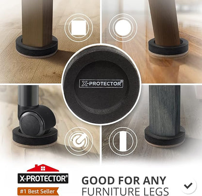 Felt Furniture Sliders for Hardwood Floors X-PROTECTOR 16 PCS 3 ½” - Furniture Slider with Unique Design - Heavy-Duty Furniture Movers for Hard Surfaces - Felt Sliders - Move Your Furniture Easily!