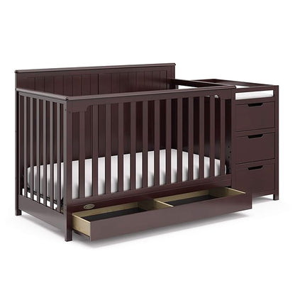 Graco Hadley All-in-One Convertible Crib & Changer (Espresso) – GREENGUARD Gold Certified, Fits Standard Crib Mattress, Converts to Toddler Bed and Full Bed, 4 Adjustable Mattress Heights