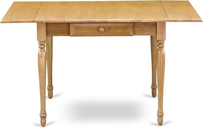 East West Furniture MZAN3-OAK-C 3 Piece Dining Room Table Set Contains a Rectangle Kitchen Table with Dropleaf and 2 Linen Fabric Upholstered Dining Chairs, 36x54 Inch, Oak