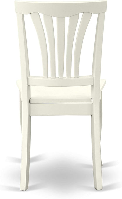 East West Furniture HLAV5-LWH-W 5 Piece Kitchen Table Set for 4 Includes a Round Dining Room Table with Pedestal and 4 Solid Wood Seat Chairs, 42x42 Inch, Linen White