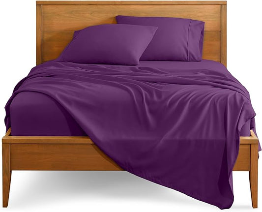 Bare Home Twin Sheet Set - 1800 Ultra-Soft Microfiber Twin Bed Sheets - Double Brushed - Deep Pockets - Easy Fit - Extra Soft - 3 Piece Set - Bedding Sheets & Pillowcases (Twin, Plum)