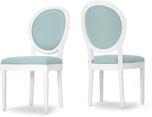 Christopher Knight Home Phinnaeus Fabric Dining Chairs, 2-Pcs Set, Light Blue