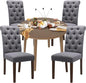COLAMY 5-Piece Extendable Dining Table Set for 4, 36" Kitchen Round Wood Table with 4 Tufted Dining Room Chairs,Light Brown/Dark Grey