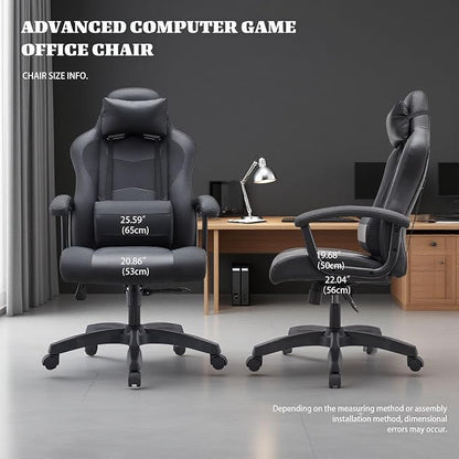 Ergonomic Office Chair High Back Desk Chair Height Computer Chair Big and Tall Office Chair with Adjustable Headrest and Lumbar Support Black