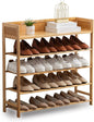 Bamboo Shoe Rack Organizer, 5 Tier Shoe Shelf Storage Organizer, for Entryway, Hallway, and Closet (Nature-31.5)