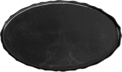 Kate and Laurel Alessia Modern Oval Coffee Table, 34 x 20 x 15, Black, Metal Living Room Table for Storage and Display with Antique Deckled Edge Detailing
